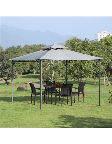 Outsunny 2-Tier Roof Gazebo with Steel Frame, Black-Grey - pic 18422 | FastDaddyshop