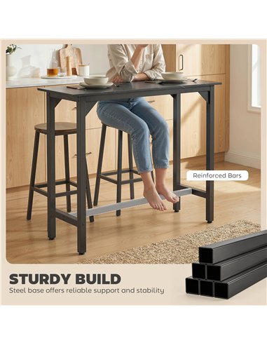 HOMCOM Rectangular Bar Table, Marble Effect Pub Coffee Table for Small Space, Breakfast Dining, Black Marble Effect