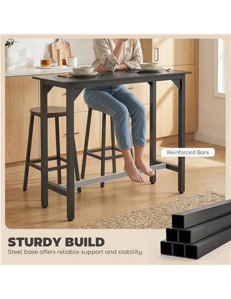 HOMCOM Rectangular Bar Table, Marble Effect Pub Coffee Table for Small Space, Breakfast Dining, Black Marble Effect - pic 184220 | FastDaddyshop