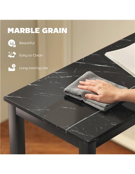 HOMCOM Rectangular Bar Table, Marble Effect Pub Coffee Table for Small Space, Breakfast Dining, Black Marble Effect - pic 184222 | FastDaddyshop
