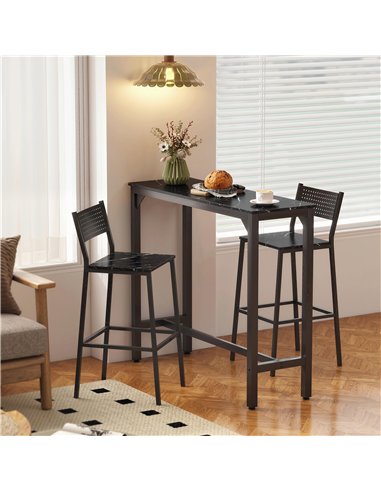 HOMCOM Rectangular Bar Table, Marble Effect Pub Coffee Table for Small Space, Breakfast Dining, Black Marble Effect