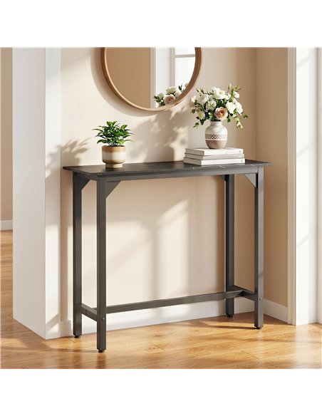 HOMCOM Rectangular Bar Table, Marble Effect Pub Coffee Table for Small Space, Breakfast Dining, Black Marble Effect - pic 184224 | FastDaddyshop