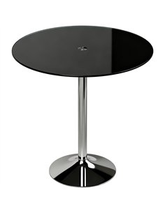 HOMCOM Round Bar Table, Modern Dining Table with Tempered Glass Top and Steel Frame for 4, 70 x 70 x 75.5cm, Black