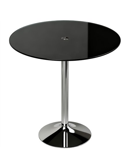 HOMCOM Round Bar Table, Modern Dining Table with Tempered Glass Top and Steel Frame for 4, 70 x 70 x 75.5cm, Black - pic 184226 | FastDaddyshop