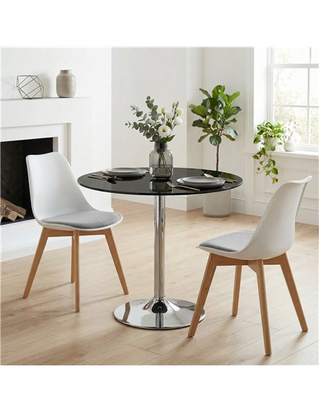 HOMCOM Round Bar Table, Modern Dining Table with Tempered Glass Top and Steel Frame for 4, 70 x 70 x 75.5cm, Black - pic 184227 | FastDaddyshop