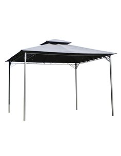 Outsunny 2-Tier Roof Gazebo with Steel Frame, Black-Grey