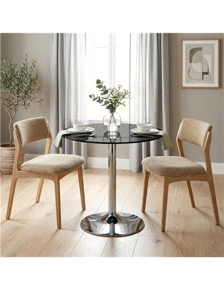 HOMCOM Round Bar Table, Modern Dining Table with Tempered Glass Top and Steel Frame for 4, 70 x 70 x 75.5cm, Black - pic 184233 | FastDaddyshop
