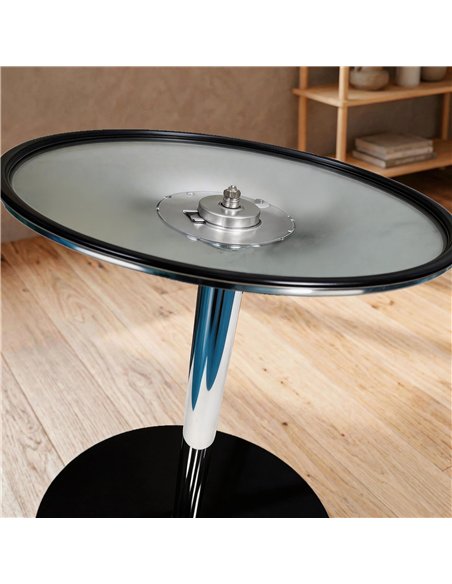 HOMCOM Round Bar Table, Modern Dining Table with Tempered Glass Top and Steel Frame for 4, 70 x 70 x 75.5cm, Black - pic 184234 | FastDaddyshop