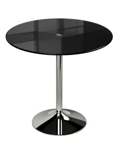 HOMCOM Round Bar Table, Modern Dining Table with Tempered Glass Top and Steel Frame for 4, 80 x 80 x 77cm, Black