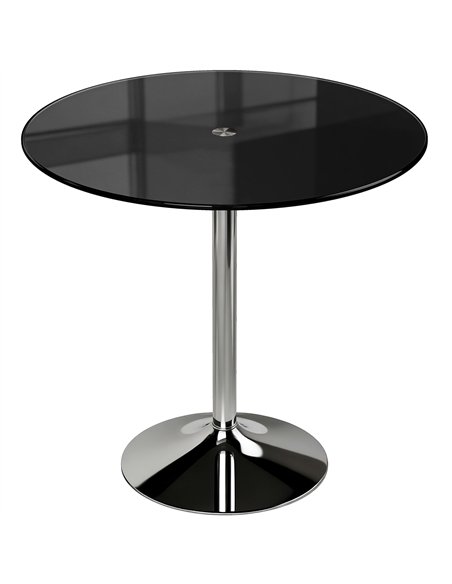 HOMCOM Round Bar Table, Modern Dining Table with Tempered Glass Top and Steel Frame for 4, 80 x 80 x 77cm, Black - pic 184235 | FastDaddyshop