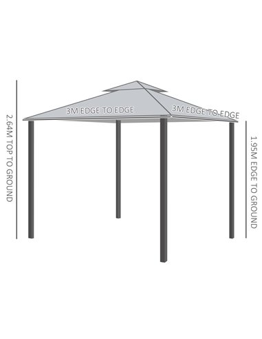 Outsunny 2-Tier Roof Gazebo with Steel Frame, Black-Grey