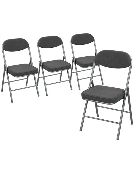 HOMCOM Set of Four Folding Corduroy Seat Chairs - Dark Grey - pic 184244 | FastDaddyshop