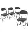 HOMCOM Set of Four Folding Corduroy Seat Chairs - Dark Grey