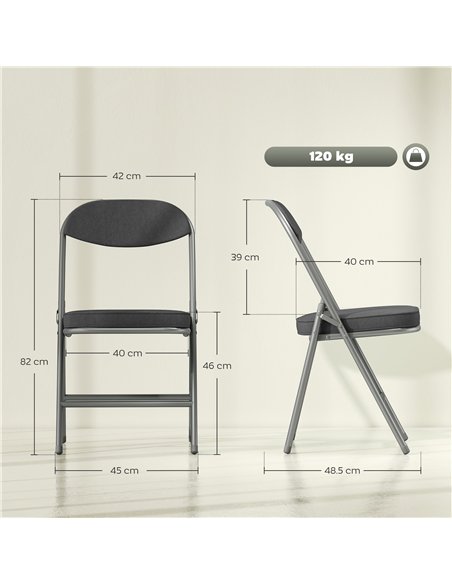 HOMCOM Set of Four Folding Corduroy Seat Chairs - Dark Grey - pic 184246 | FastDaddyshop