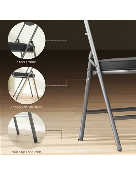 HOMCOM Set of Four Folding Corduroy Seat Chairs - Dark Grey - pic 184249 | FastDaddyshop