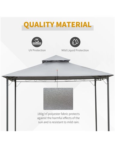 Outsunny 2-Tier Roof Gazebo, 300Lx300Wx264H cm, Steel Frame-Black/Grey