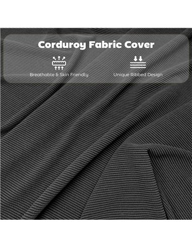 HOMCOM Set of Four Folding Corduroy Seat Chairs - Dark Grey