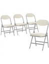 HOMCOM Set of Four Folding Corduroy Seat Chairs, Cream
