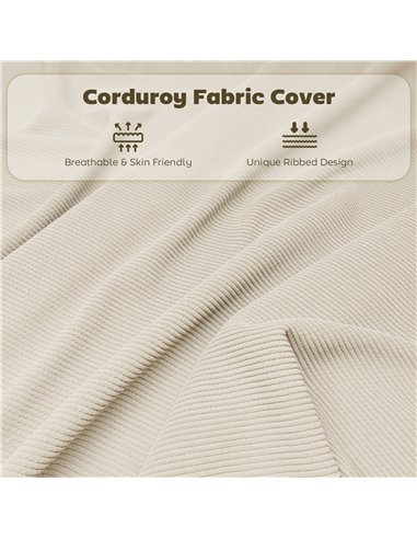 HOMCOM Set of Four Folding Corduroy Seat Chairs, Cream