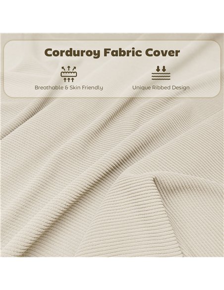 HOMCOM Set of Four Folding Corduroy Seat Chairs, Cream - pic 184259 | FastDaddyshop