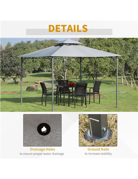 Outsunny 2-Tier Roof Gazebo, 300Lx300Wx264H cm, Steel Frame-Black/Grey - pic 18426 | FastDaddyshop