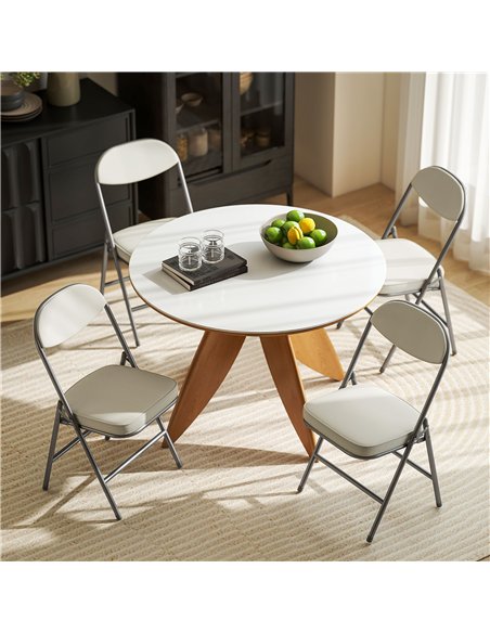HOMCOM Set of Four Folding Corduroy Seat Chairs, Cream - pic 184260 | FastDaddyshop
