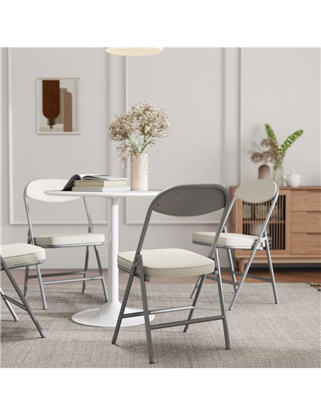 HOMCOM Set of Four Folding Corduroy Seat Chairs, Cream - pic 184261 | FastDaddyshop