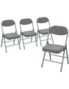 HOMCOM Set of Four Folding Corduroy Seat Chairs - Grey