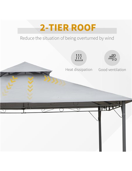 Outsunny 2-Tier Roof Gazebo, 300Lx300Wx264H cm, Steel Frame-Black/Grey - pic 18427 | FastDaddyshop