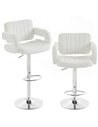 HOMCOM Bar Stools Adjustable Swivel Kitchen Chairs with Backrest Armrest Set of 2 PU Leather White