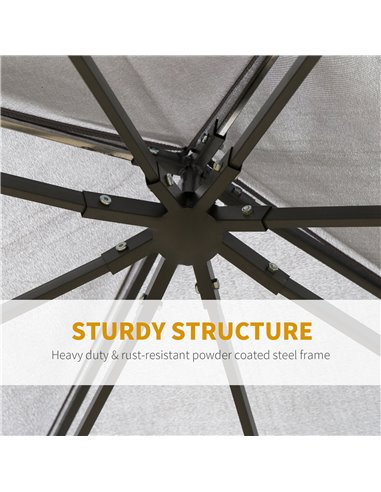 Outsunny 2-Tier Roof Gazebo, 300Lx300Wx264H cm, Steel Frame-Black/Grey