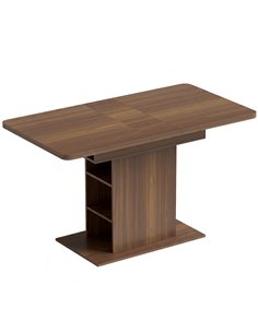 HOMCOM Extendable Dining Table for 4-6 People, 110-130cm Kitchen Table with 6 Open Shelves, Walnut Brown