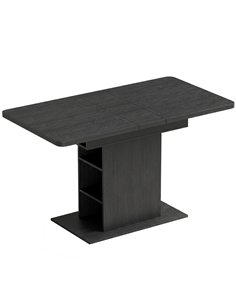 HOMCOM Extendable Dining Table for 4-6 People, 110-130cm Kitchen Table with 6 Open Shelves, Black