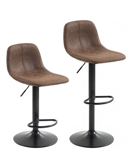 HOMCOM Bar Stools Set of 2, Modern Swivel Barstools with Footrest for Kitchen Island and Dining Room, Brown - pic 184325 | FastDaddyshop