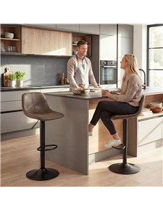 HOMCOM Bar Stools Set of 2, Modern Swivel Barstools with Footrest for Kitchen Island and Dining Room, Brown 2