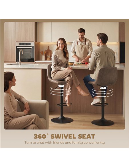 HOMCOM Bar Stools Set of 2, Modern Swivel Barstools with Footrest for Kitchen Island and Dining Room, Brown - pic 184329 | FastDaddyshop