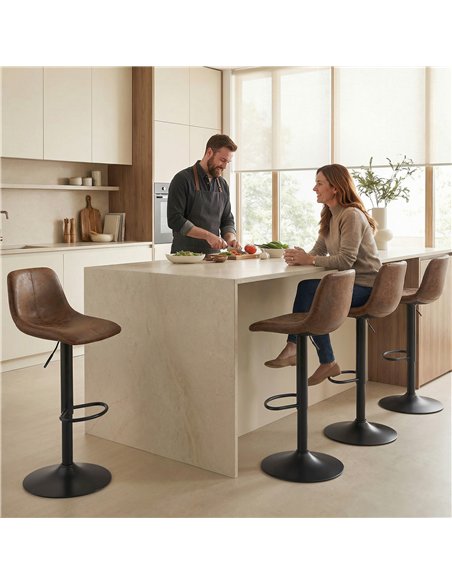 HOMCOM Bar Stools Set of 2, Modern Swivel Barstools with Footrest for Kitchen Island and Dining Room, Brown - pic 184333 | FastDaddyshop