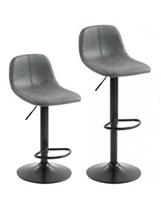 HOMCOM Bar Stools Set of 2, Modern Swivel Barstools with Footrest for Kitchen Island and Dining Room, Grey