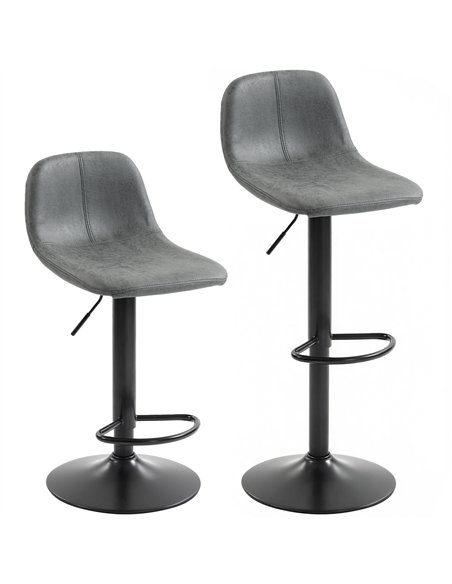 HOMCOM Bar Stools Set of 2, Modern Swivel Barstools with Footrest for Kitchen Island and Dining Room, Grey - pic 184334 | FastDaddyshop