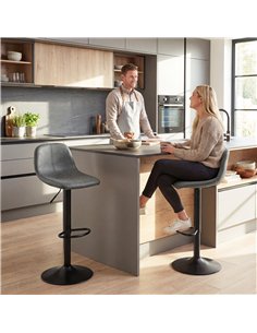 HOMCOM Bar Stools Set of 2, Modern Swivel Barstools with Footrest for Kitchen Island and Dining Room, Grey 2