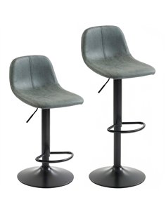 HOMCOM Bar Stools Set of 2, Modern Swivel Barstools with Footrest for Kitchen Island and Dining Room, Green