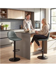 HOMCOM Bar Stools Set of 2, Modern Swivel Barstools with Footrest for Kitchen Island and Dining Room, Green 2