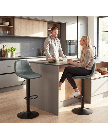 HOMCOM Bar Stools Set of 2, Modern Swivel Barstools with Footrest for Kitchen Island and Dining Room, Green - pic 184344 | FastDaddyshop