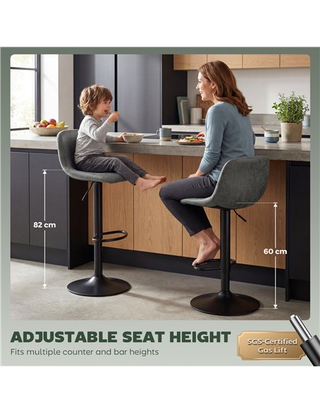 HOMCOM Bar Stools Set of 2, Modern Swivel Barstools with Footrest for Kitchen Island and Dining Room, Green - pic 184346 | FastDaddyshop