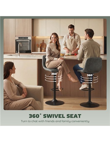 HOMCOM Bar Stools Set of 2, Modern Swivel Barstools with Footrest for Kitchen Island and Dining Room, Green - pic 184347 | FastDaddyshop