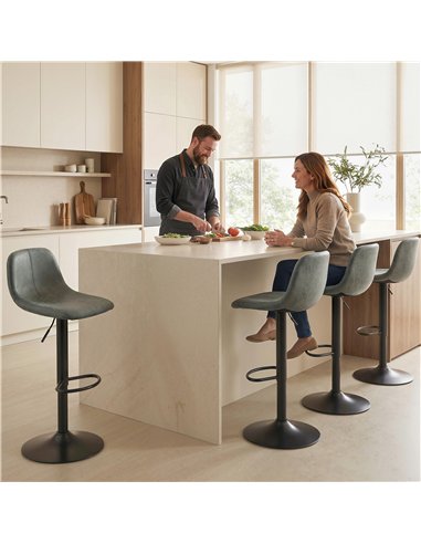 HOMCOM Bar Stools Set of 2, Modern Swivel Barstools with Footrest for Kitchen Island and Dining Room, Green