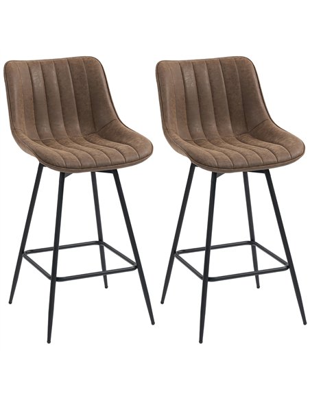 HOMCOM Set of 2 PU Leather Swivel Bar Stools - Brown - pic 184352 | FastDaddyshop