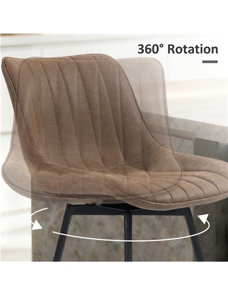 HOMCOM Set of 2 PU Leather Swivel Bar Stools - Brown - pic 184356 | FastDaddyshop