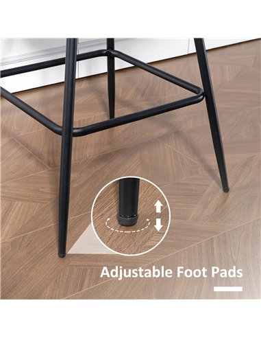 HOMCOM Set of 2 PU Leather Swivel Bar Stools - Brown