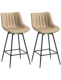 HOMCOM Set of 2 PU Leather Swivel Bar Stools - Light Brown